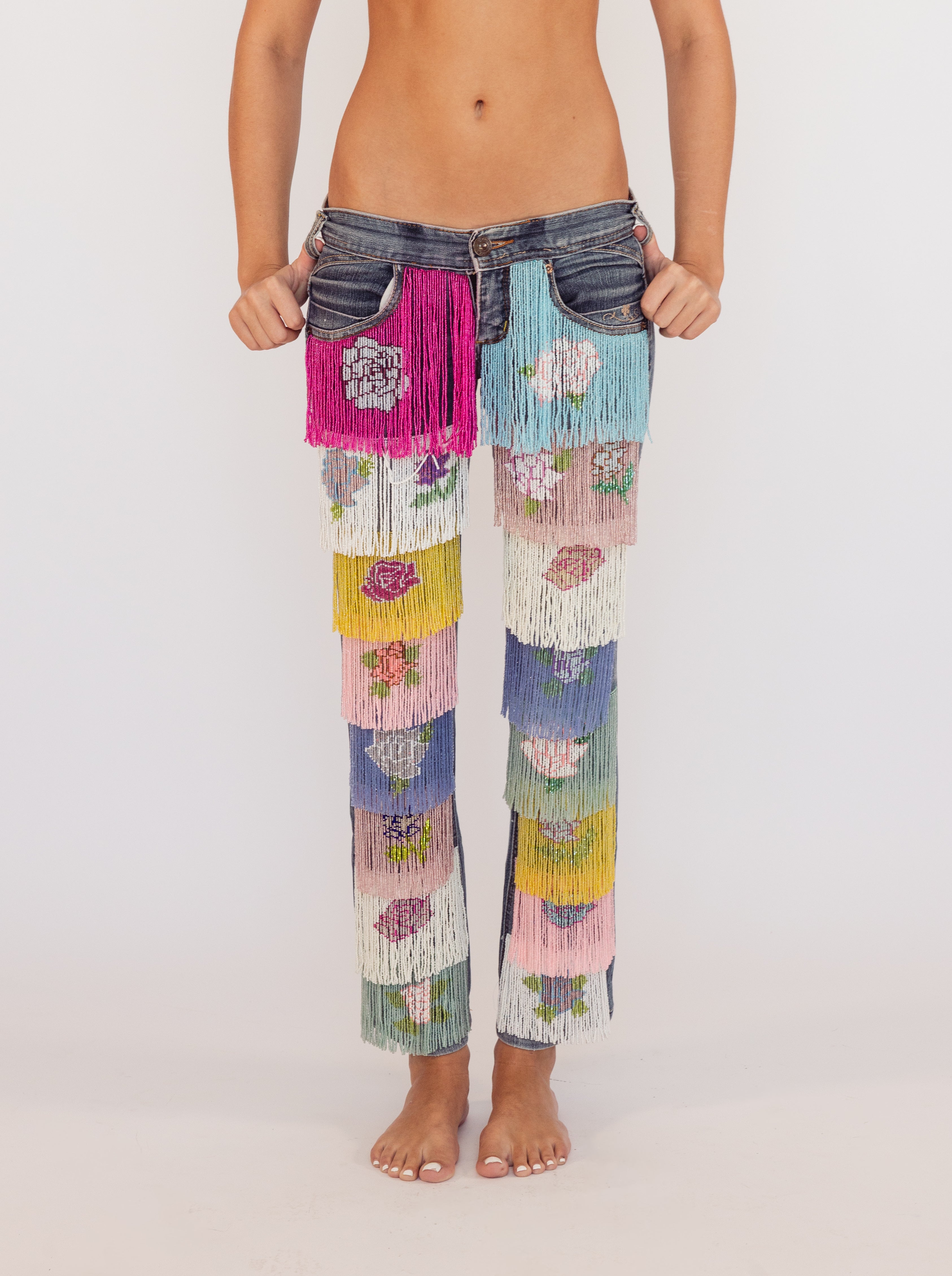 Multi-Tassel Denim Jeans