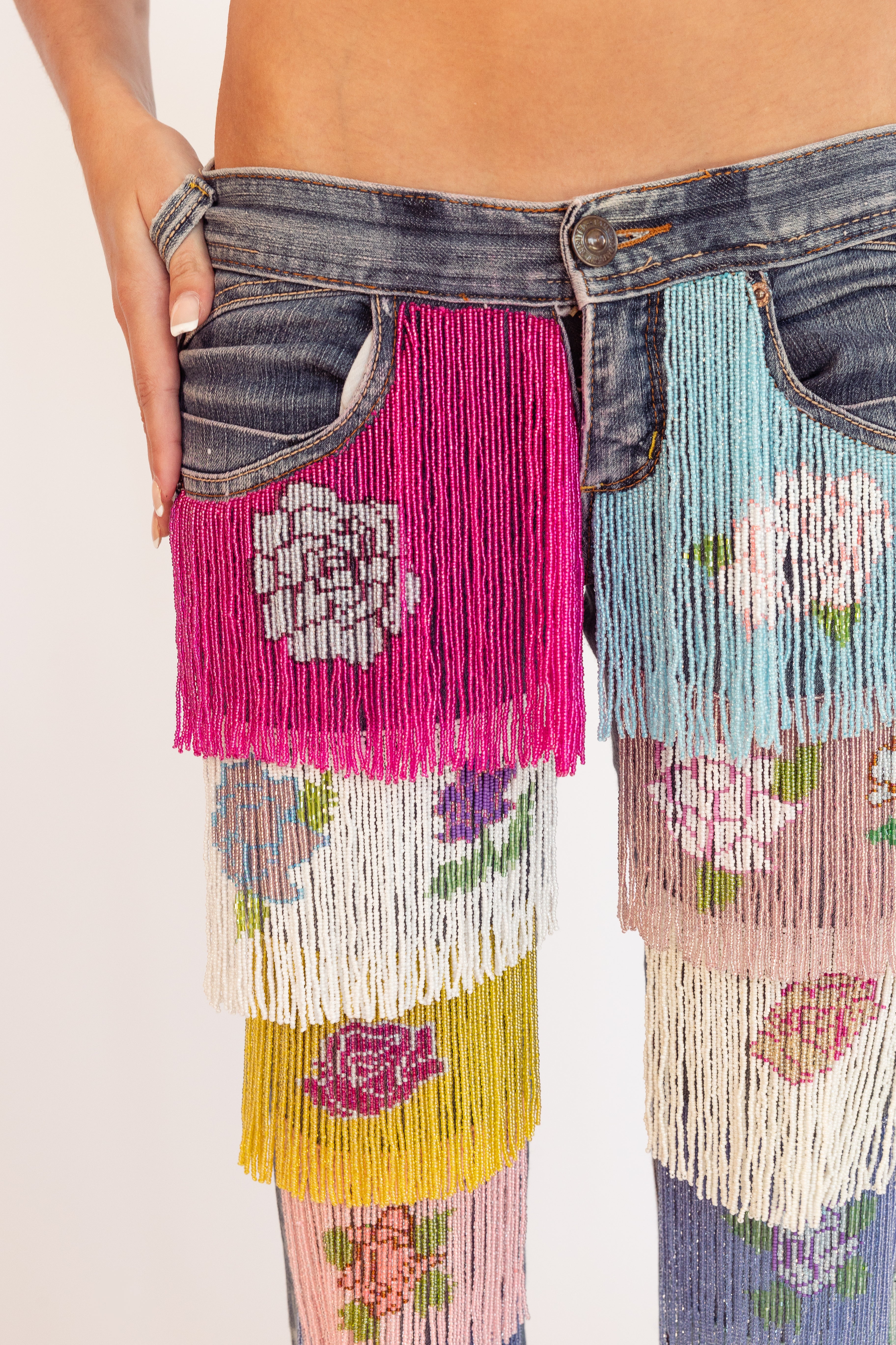 Multi-Tassel Denim Jeans