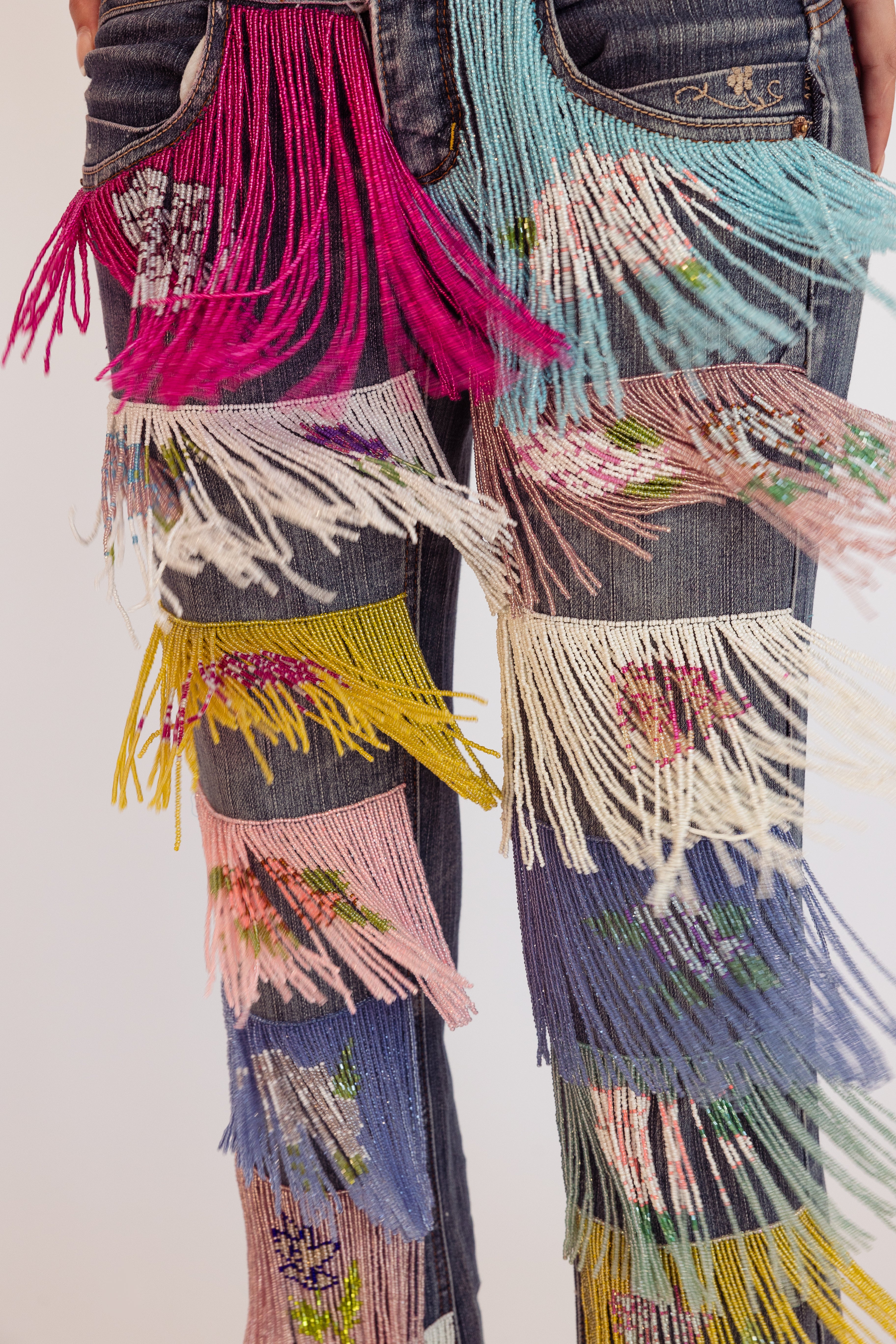 Multi-Tassel Denim Jeans