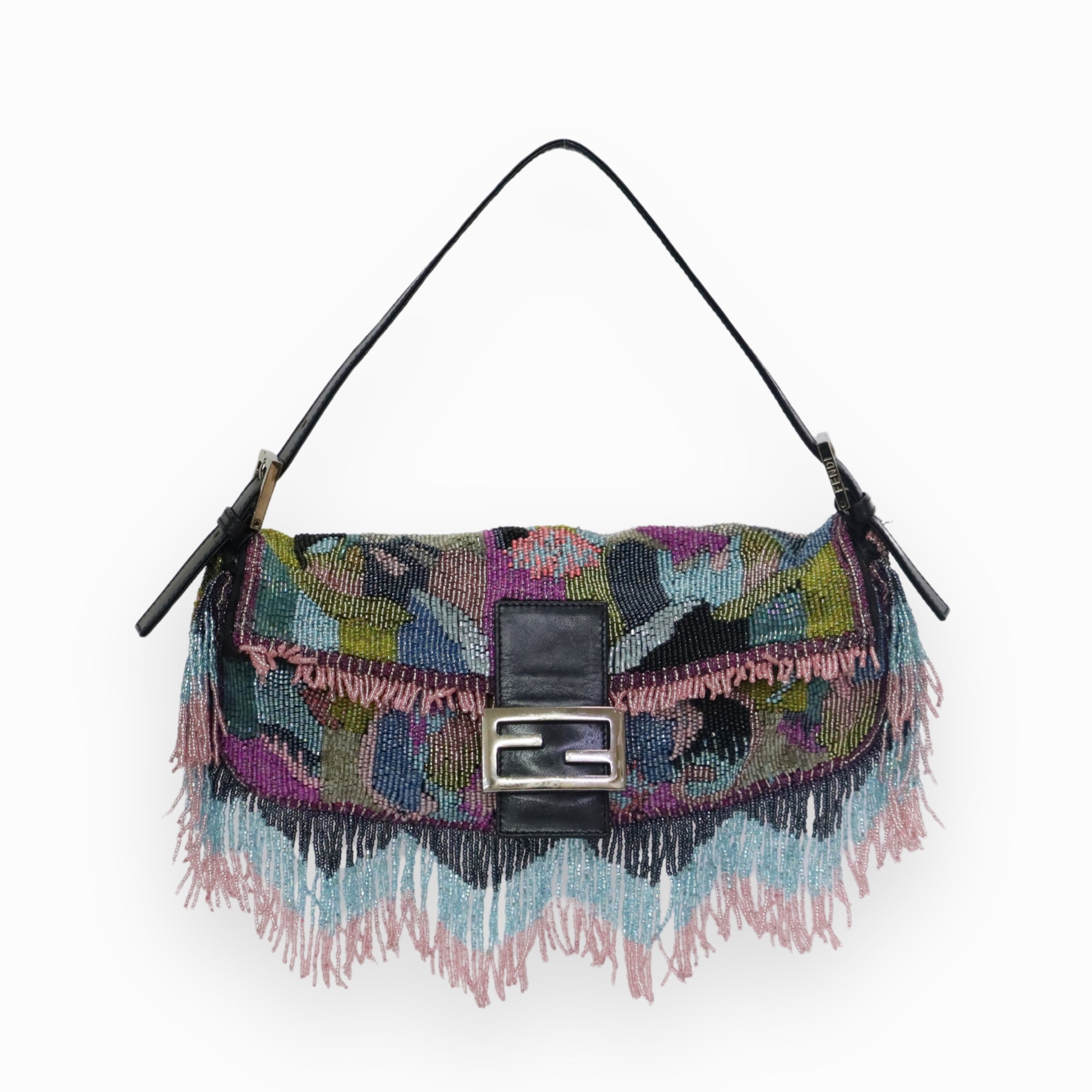 Fendi Black Neoprene Baguette Shoulder Bag