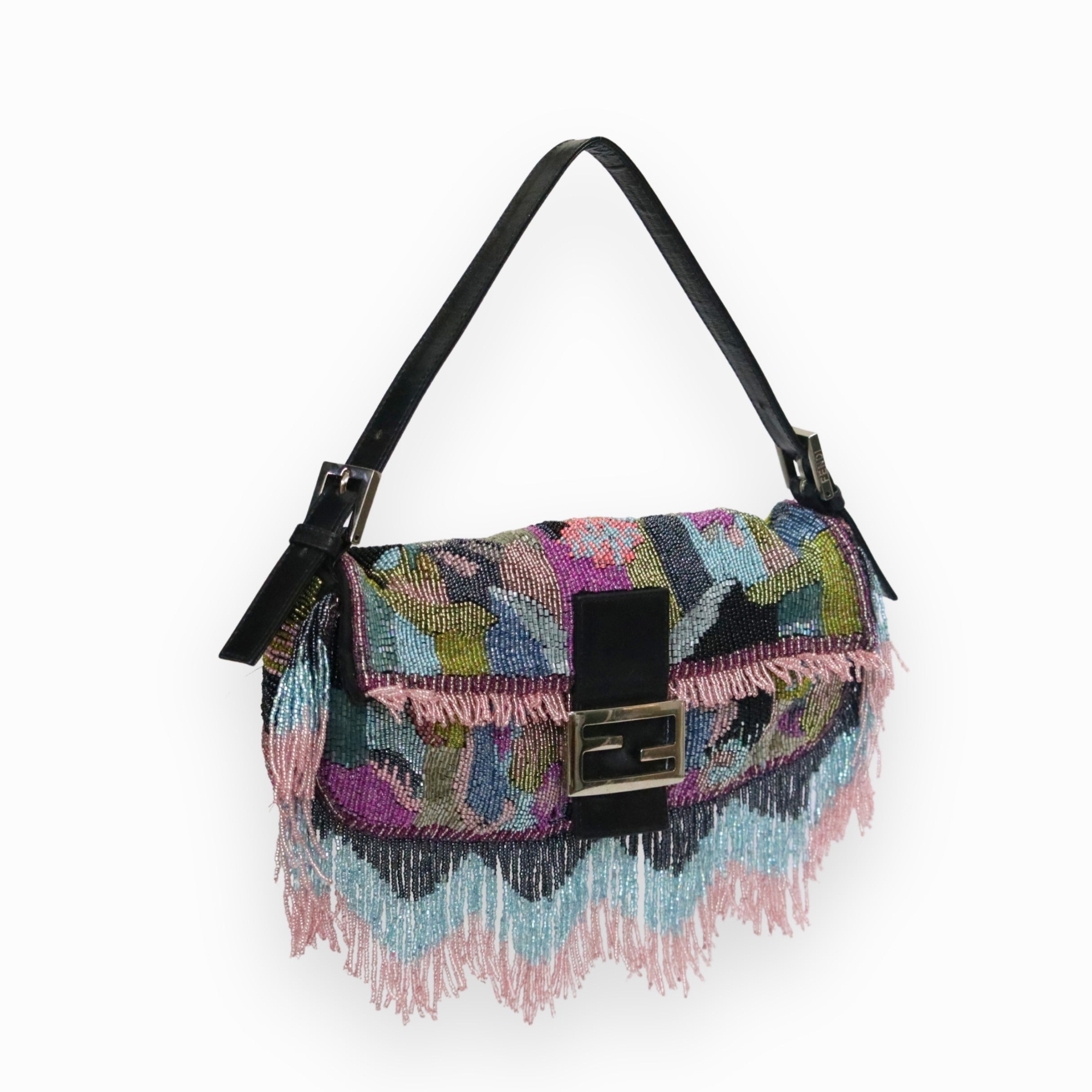 Fendi Black Neoprene Baguette Shoulder Bag