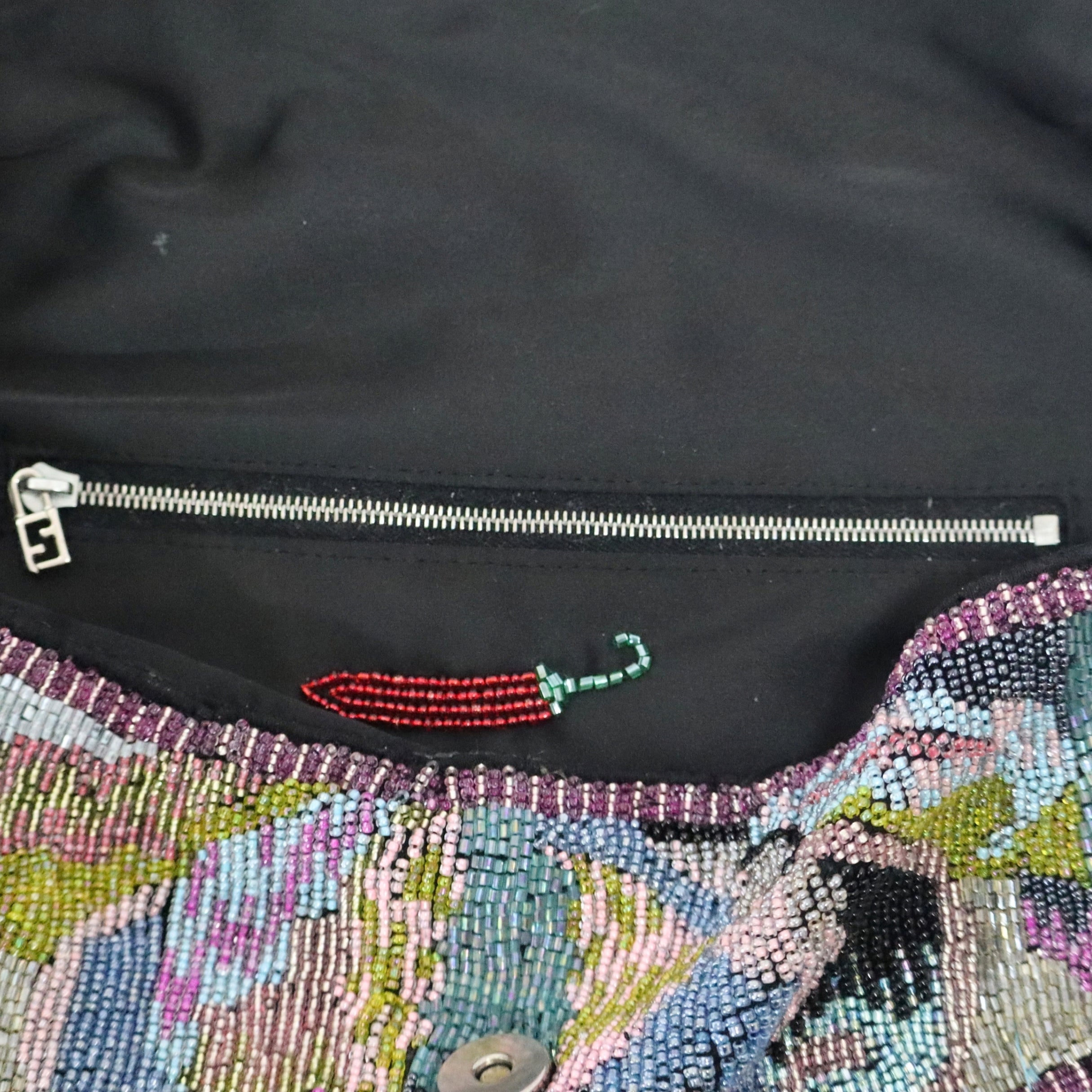 Fendi Black Neoprene Baguette Shoulder Bag