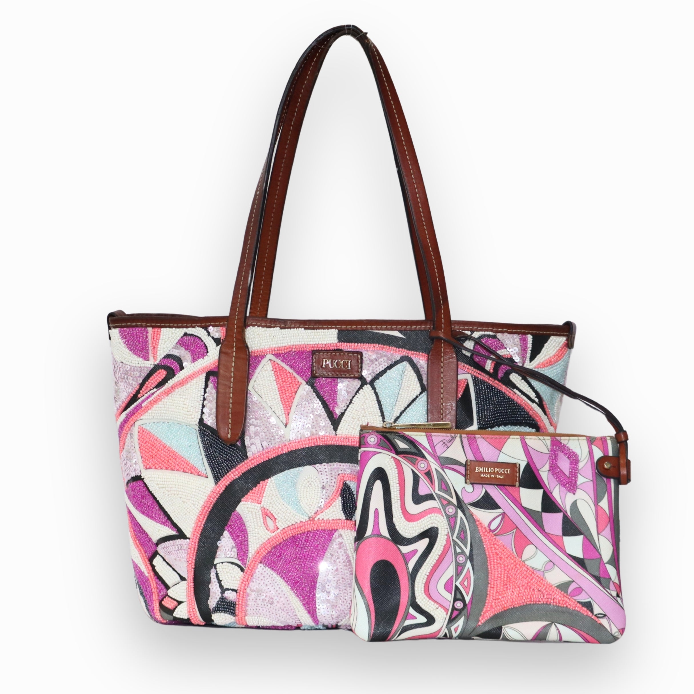 Emilio Pucci PVC Tote Bag + Pouch
