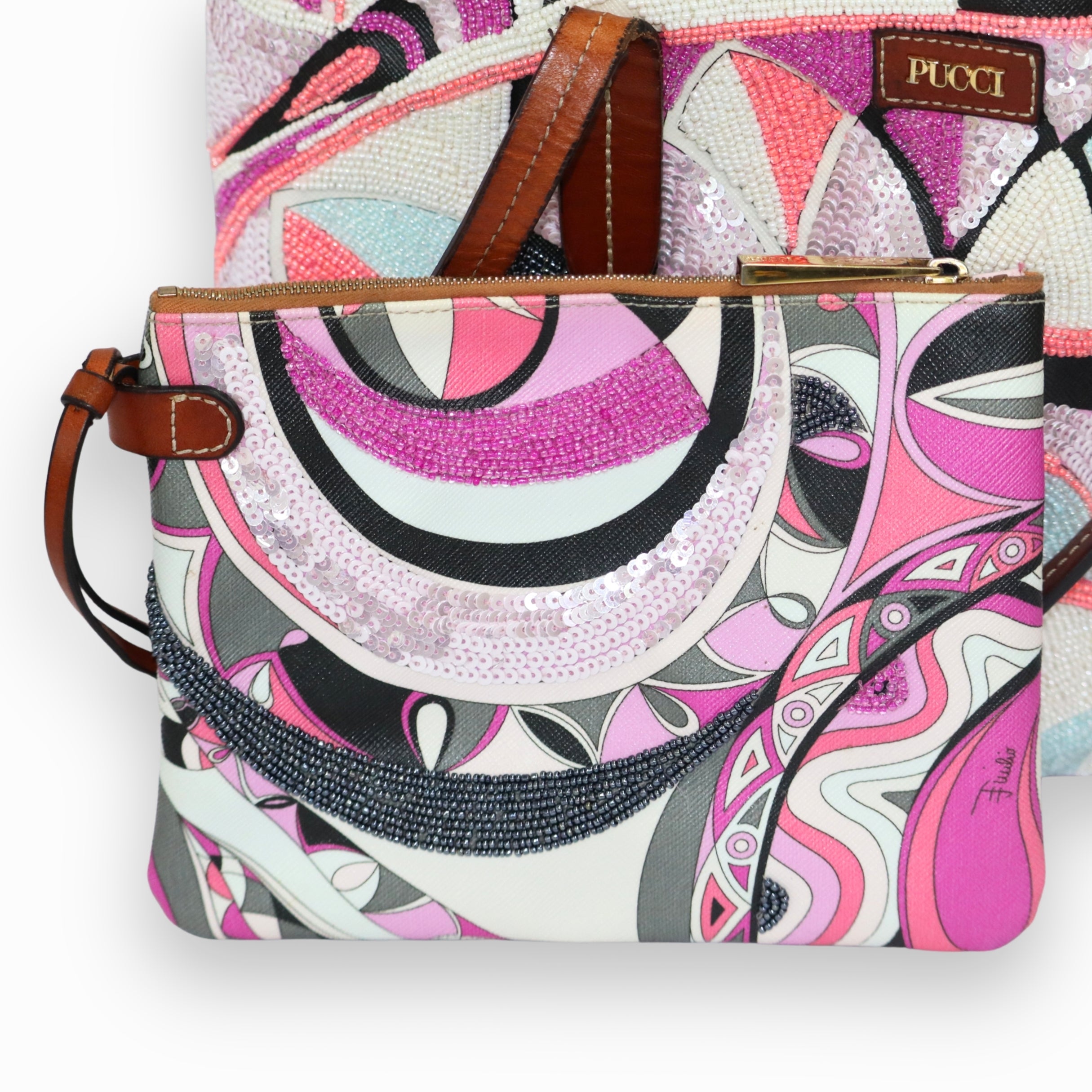 Emilio Pucci PVC Tote Bag + Pouch