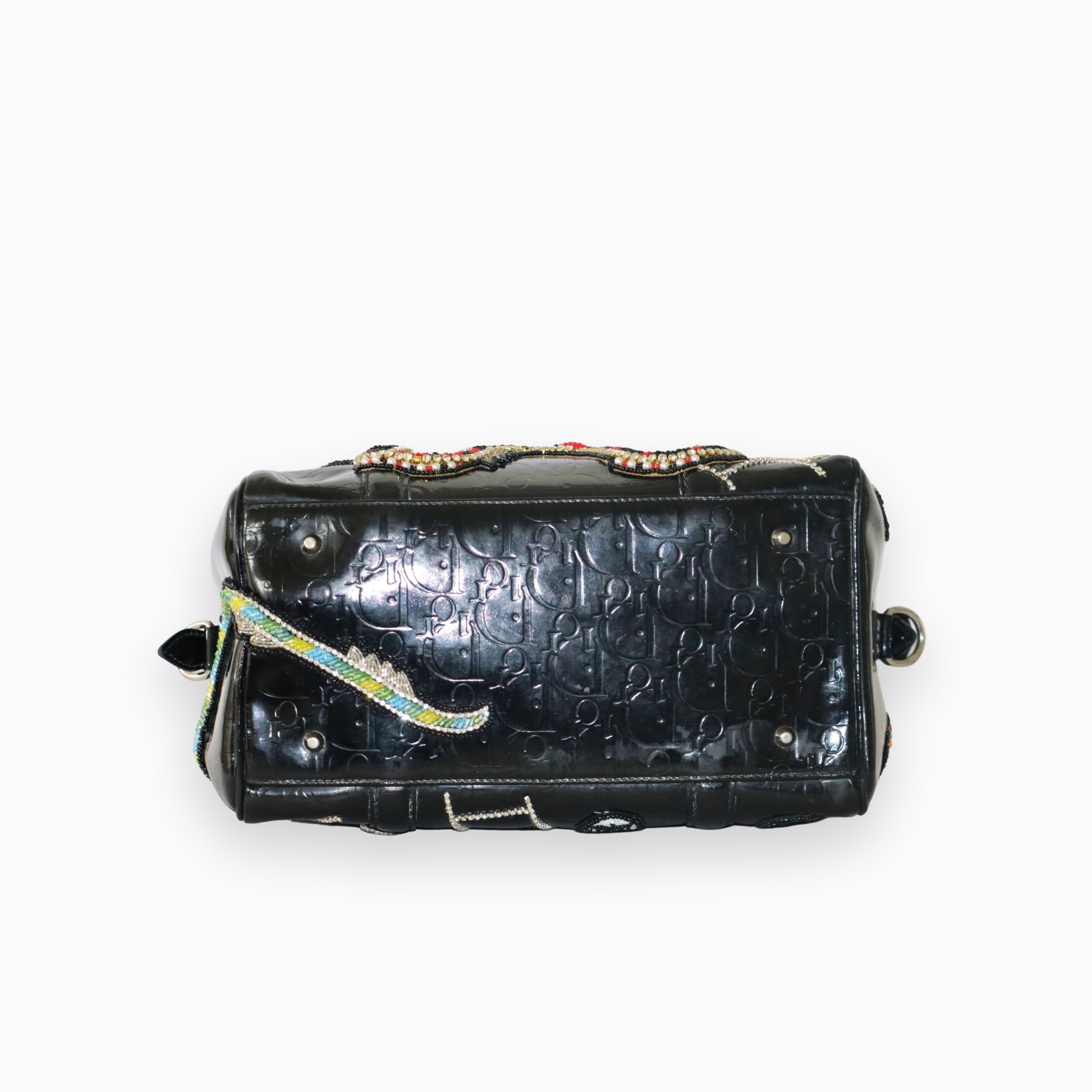 Christian Dior Black Patent Leather Boston Bag