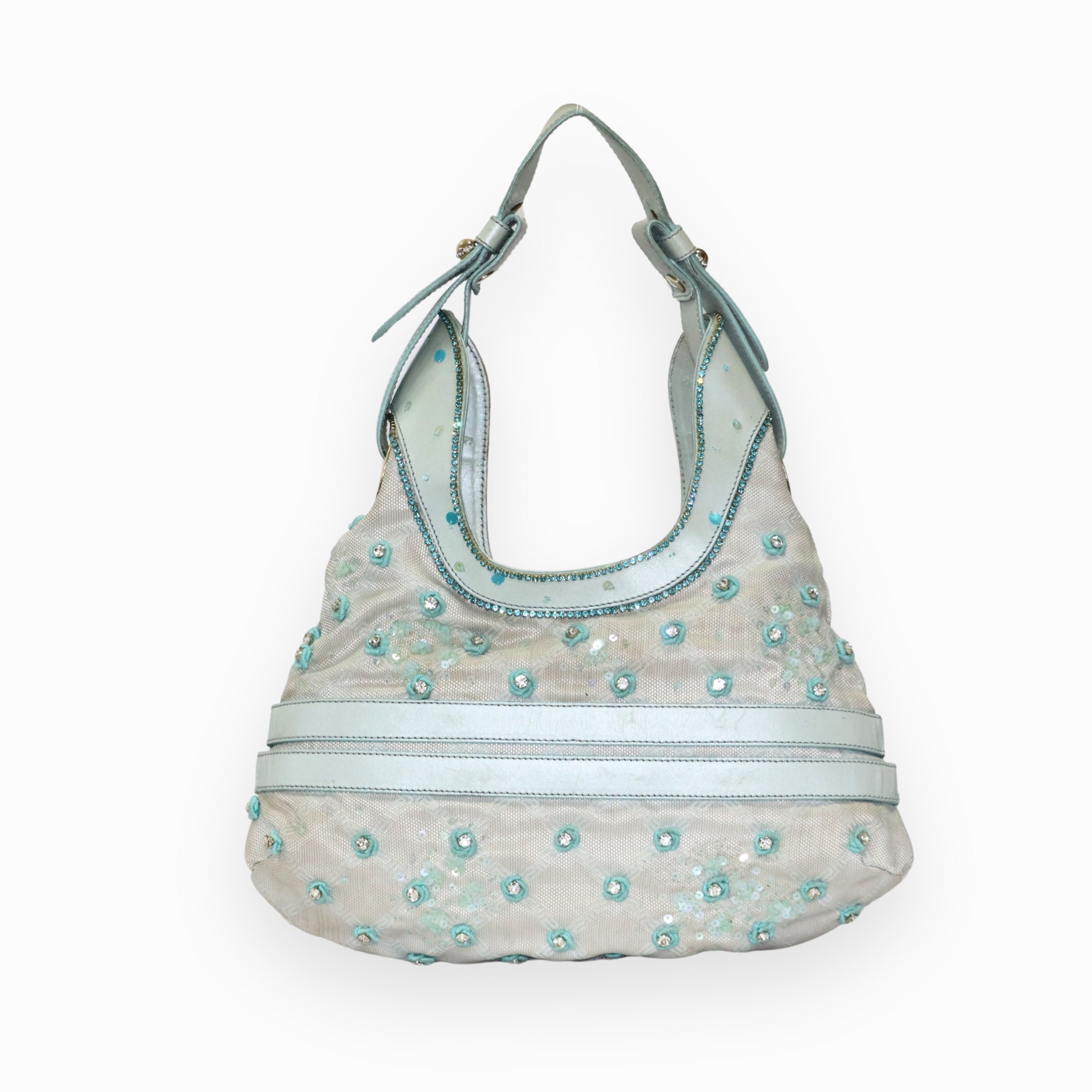Versace Icy Blue Shoulder Belt Bag