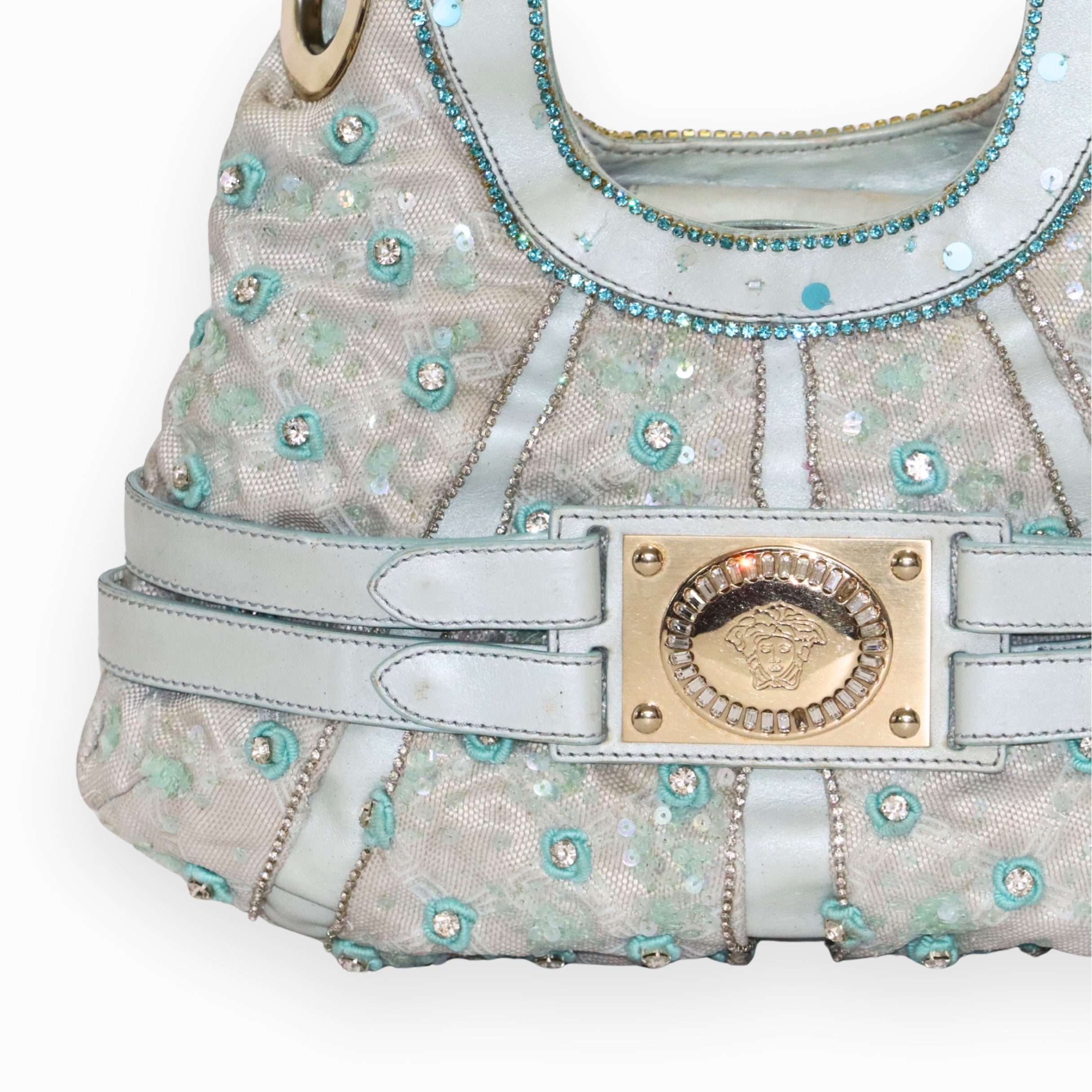 Versace Icy Blue Shoulder Belt Bag