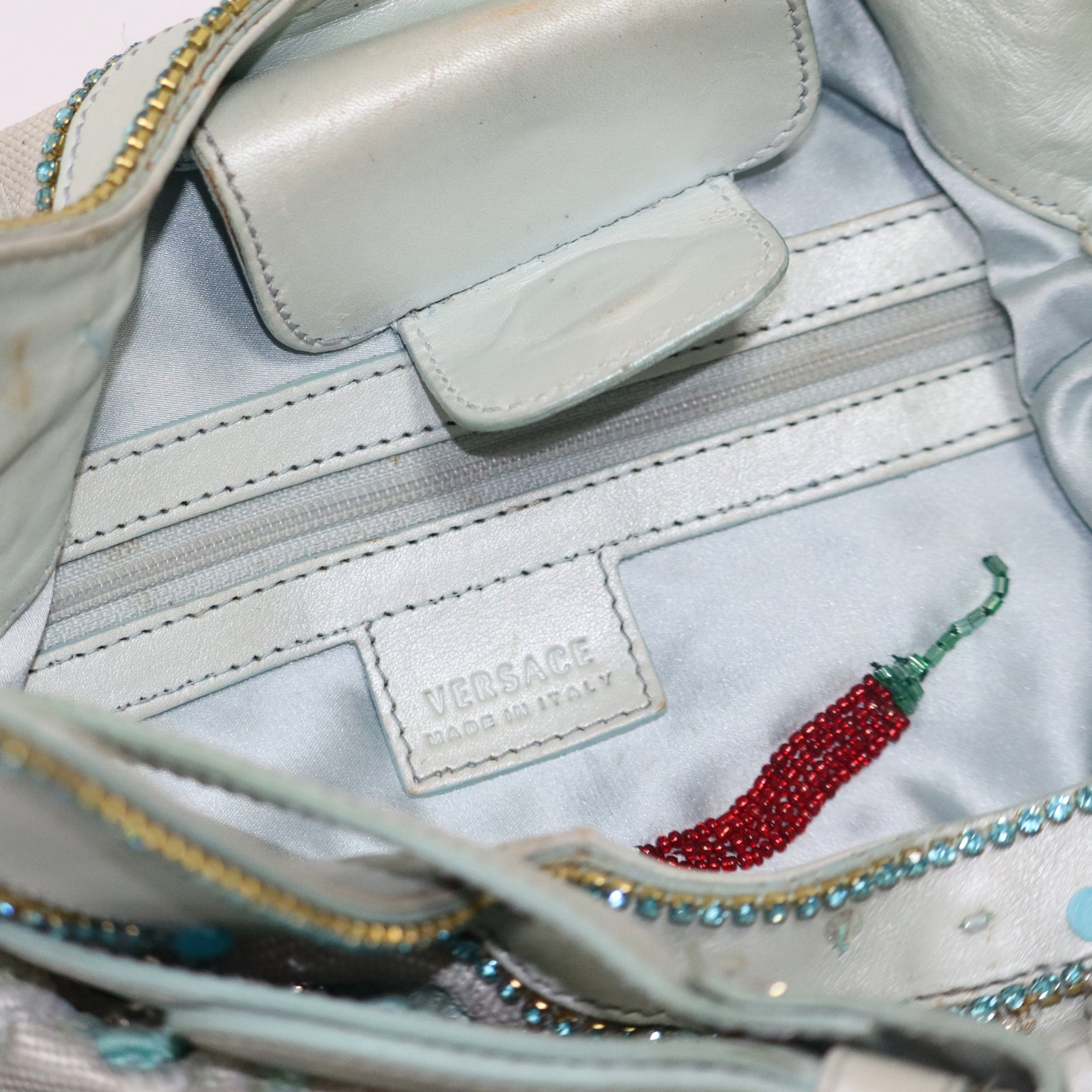 Versace Icy Blue Shoulder Belt Bag