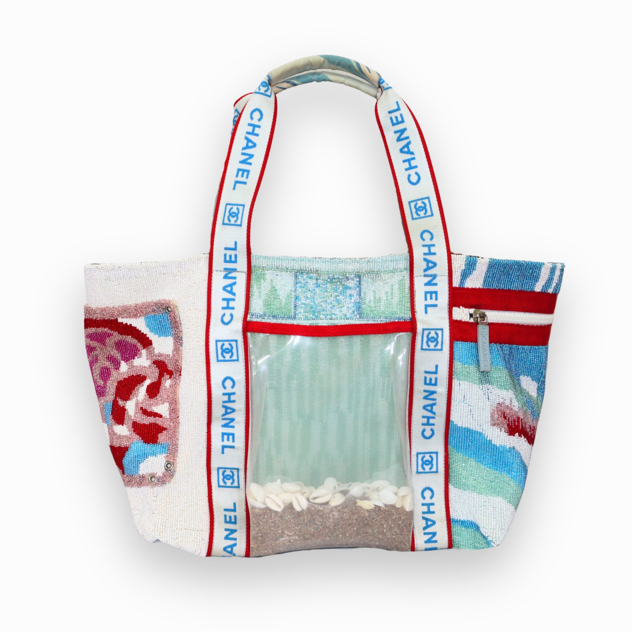 CHANEL Camillia Surf Line Canvas Tote