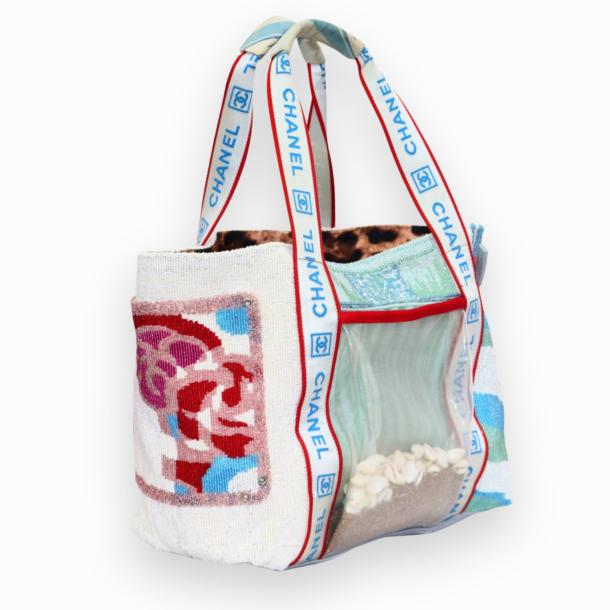CHANEL Camillia Surf Line Canvas Tote