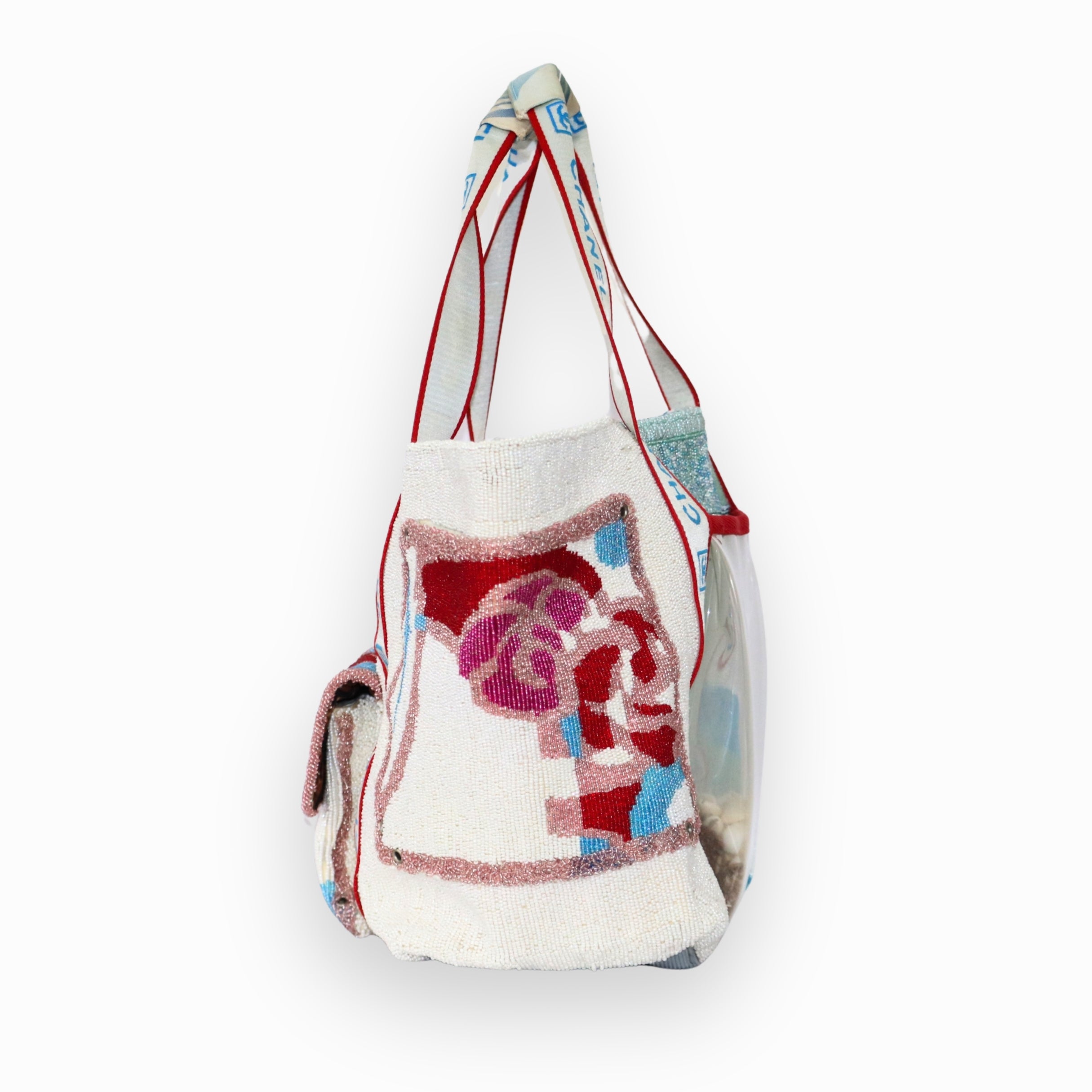 CHANEL Camillia Surf Line Canvas Tote
