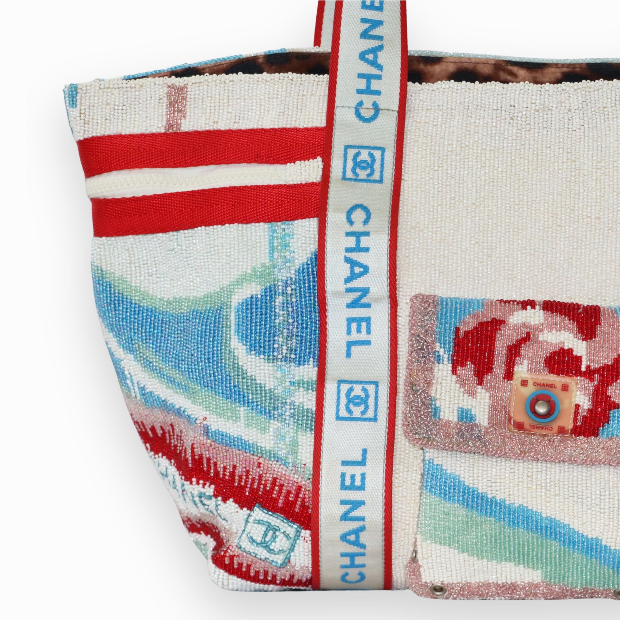 CHANEL Camillia Surf Line Canvas Tote