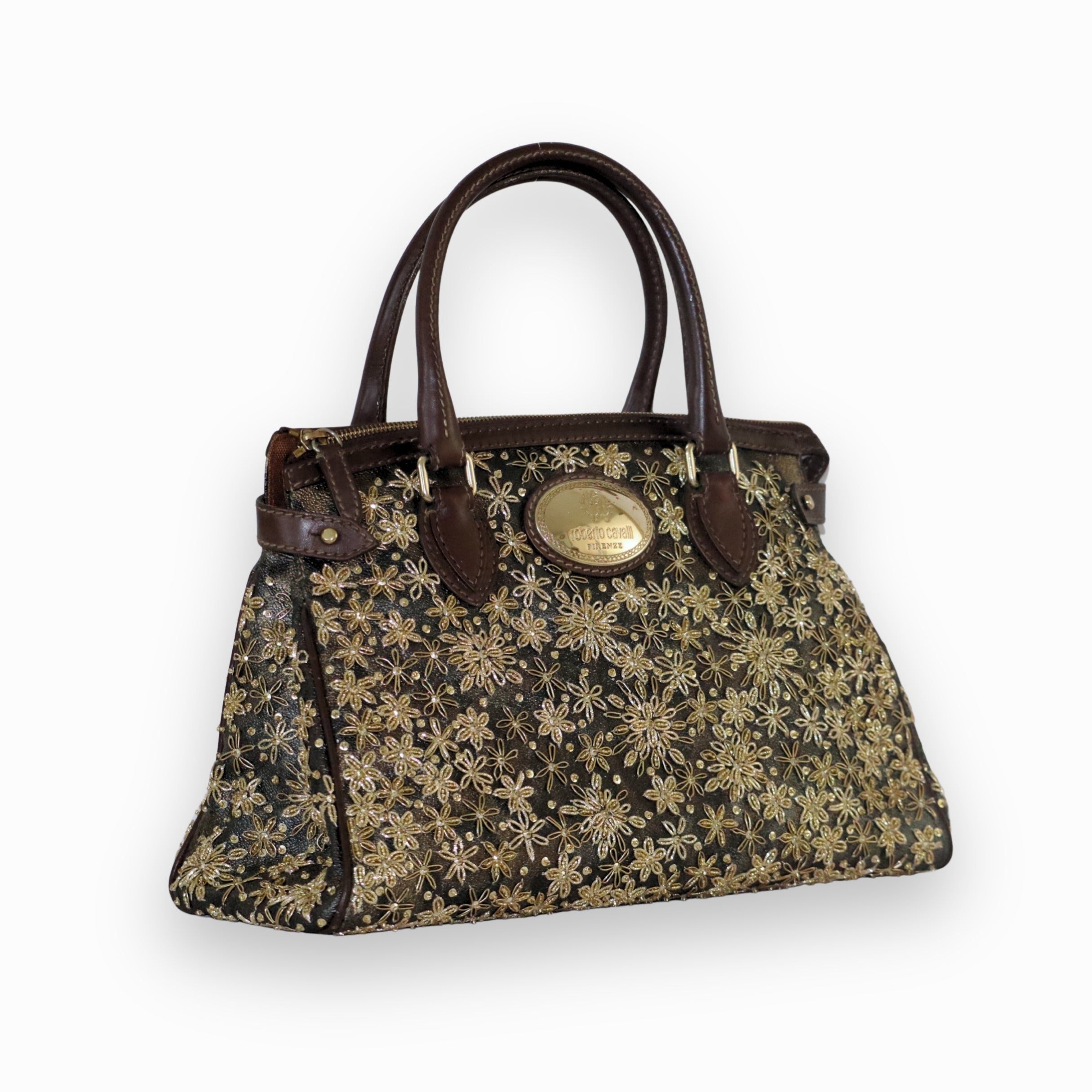 Roberto Cavalli Leopard Print Satchel Bag