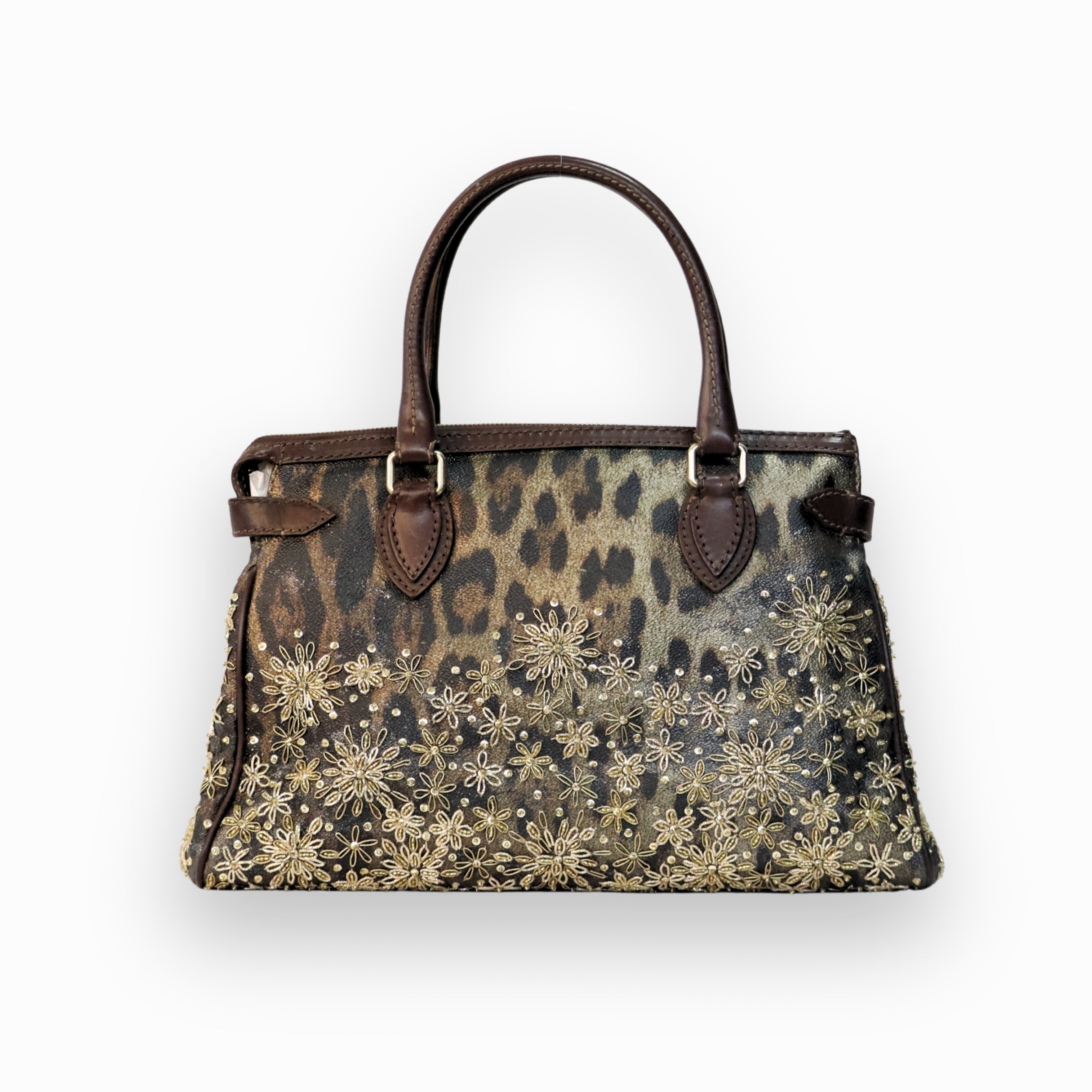 Roberto Cavalli Leopard Print Satchel Bag