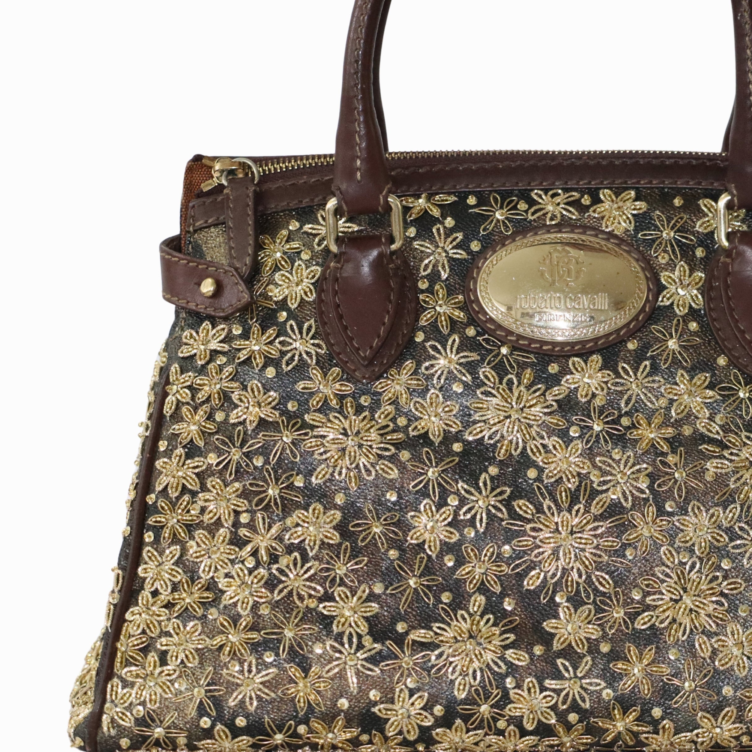 Roberto Cavalli Leopard Print Satchel Bag
