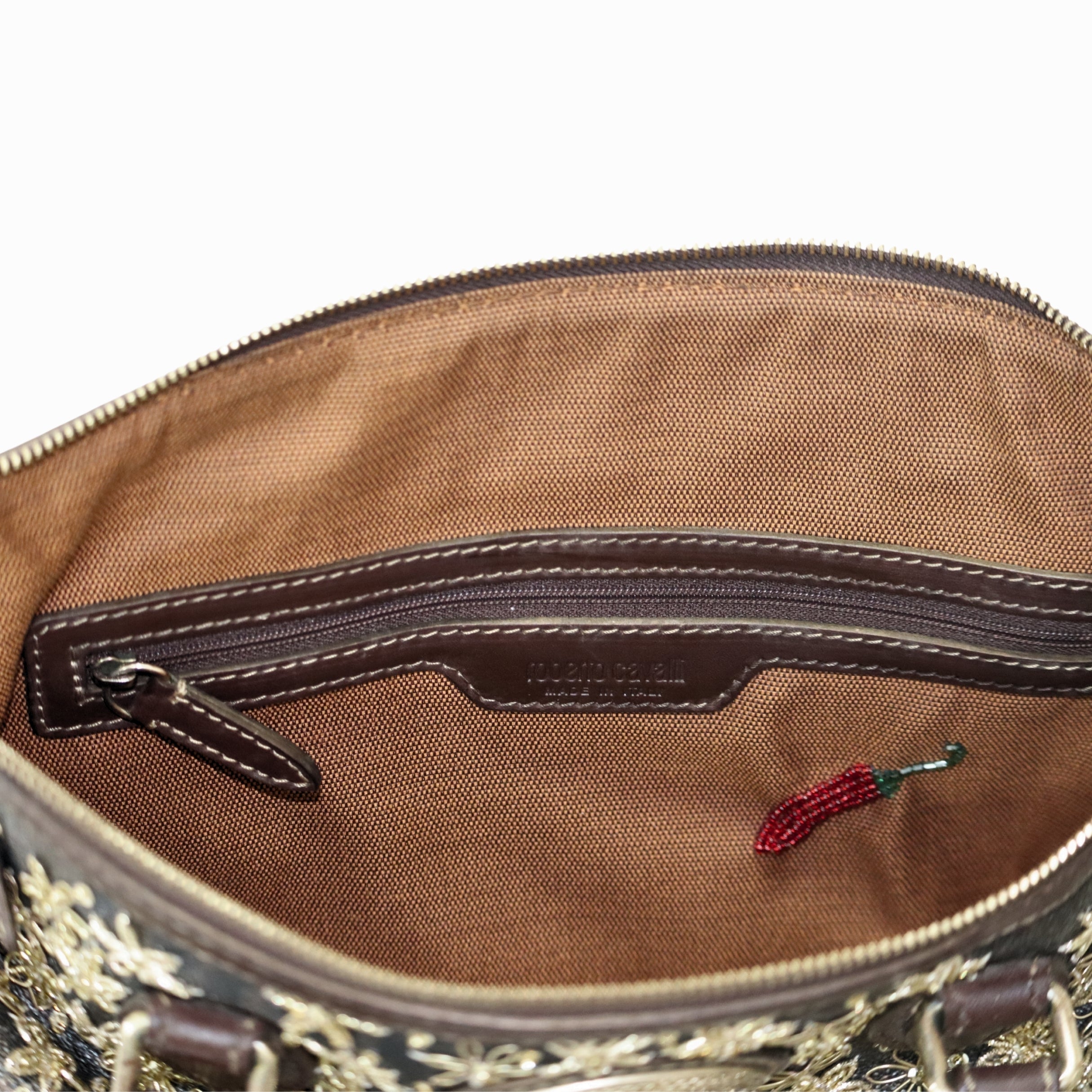 Roberto Cavalli Leopard Print Satchel Bag
